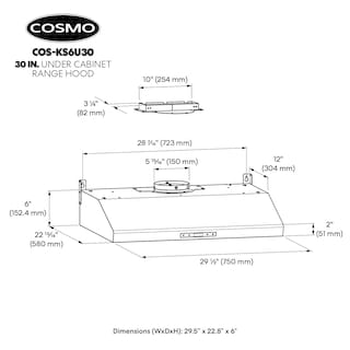Foto 5 | Campana Extractora Cosmo Cos-ks6u30 Colección Haven 500 Cfm 30 Cm - Venta Internacional.