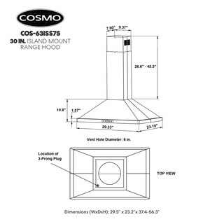 Foto 5 | Campana Extractora Island Cosmo Cos-63iss75 Con 380 Cfm, 90 Cm, Acero Inoxidable - Venta Internacional.