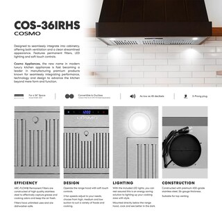 Foto 3 | Campana Extractora Cosmo Cos-36irhs Lumin Collection 380 M³/h 90 Cm - Venta Internacional.