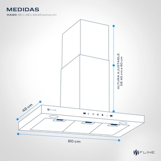 Foto 2 | Campana De Cocina 80 Cm Tipo T De Pared Controles Touch Y Sensor Extractora Acero Inoxidable 3 Velocidades Halle