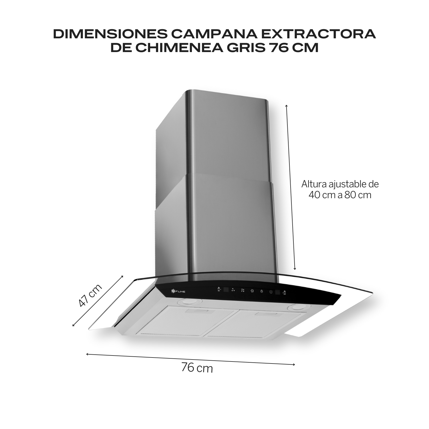 Foto 4 pulgar | Fline  Combo Parrilla De Gas Y  Campana Extractora 76 Cm  Pared Touch  Gris Lu5tr76