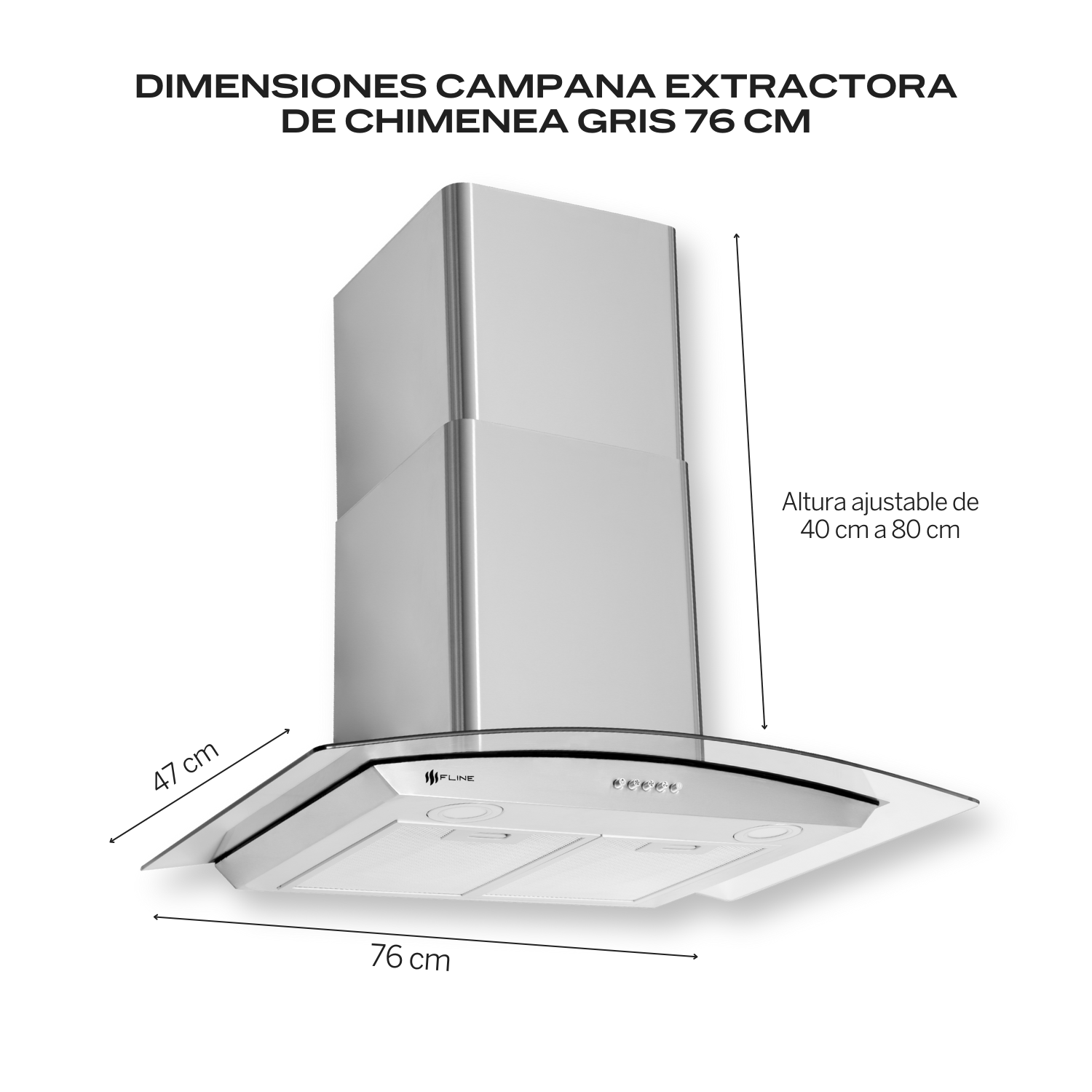 Foto 3 | Fline  Combo Parrilla De Gas Y  Campana Extractora 76 Cm  Pared Botones  Acero Inox Ma5be76