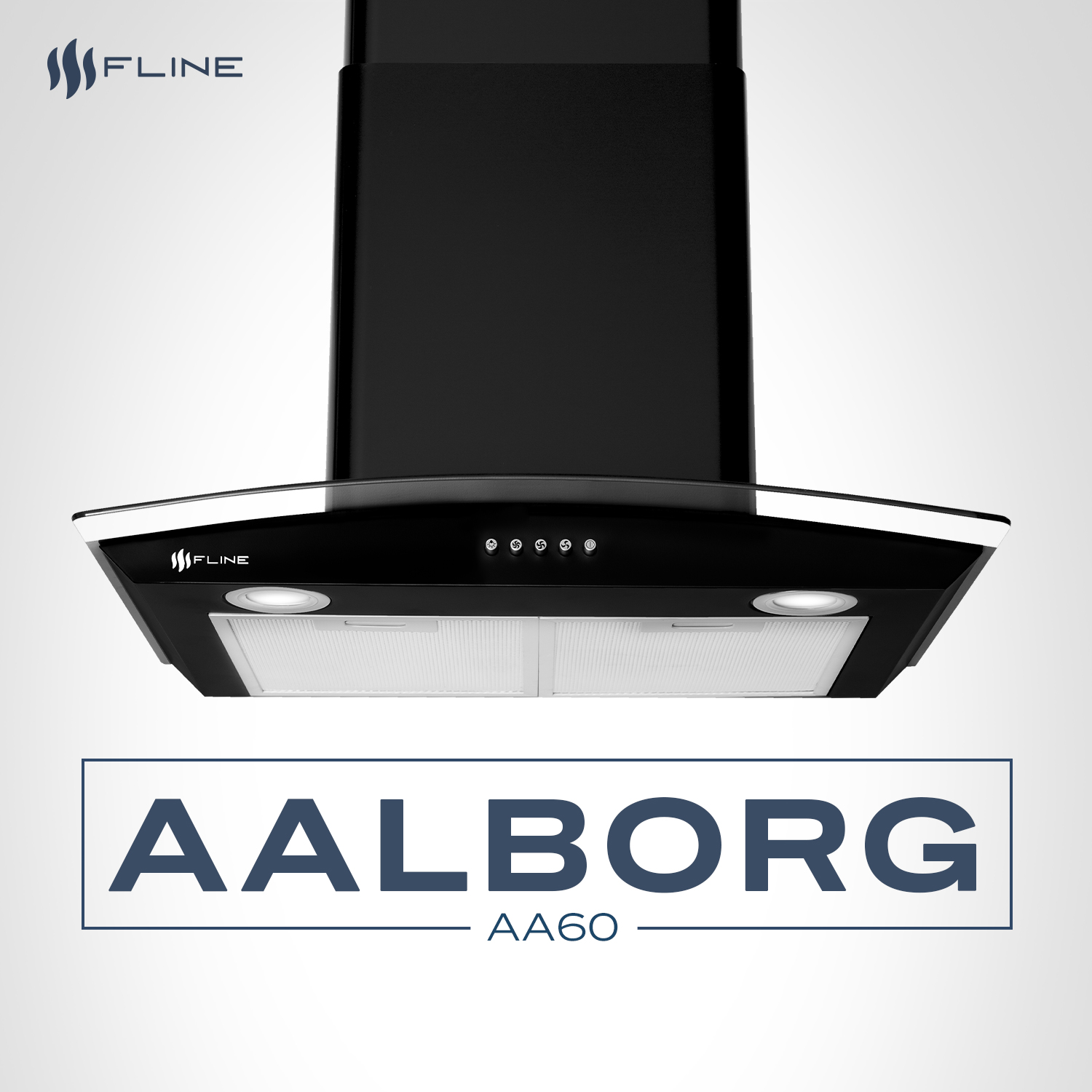 Foto 7 pulgar | Campana De Cocina 60 Cm Negro Matte De Pared Cristal Curvo Controles De Boton Extractora  3 Velocidades  Aalborg 60