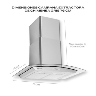 Foto 3 | Fline Combo Parrilla De Gas Y Campana Extractora 76 Cm Pared Botones Gris Lu5be76