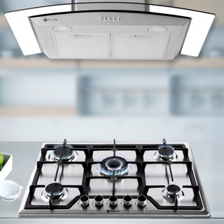 Foto 5 | Fline Combo Parrilla De Gas Y Campana Extractora 76 Cm Pared Botones Gris Lu5be76
