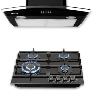 Foto 1 | Fline Combo Parrilla De Gas Y Campana Extractora 60 Cm Pared Botones Negra Op4aa60