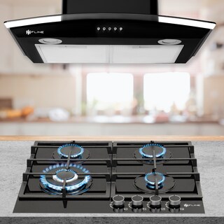 Foto 5 | Fline Combo Parrilla De Gas Y Campana Extractora 60 Cm Pared Botones Negra Op4aa60