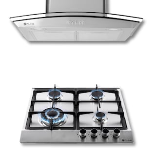 Foto 1 | Fline Combo Parrilla De Gas Y Campana Extractora 60 Cm Pared Botones Grislu4be60