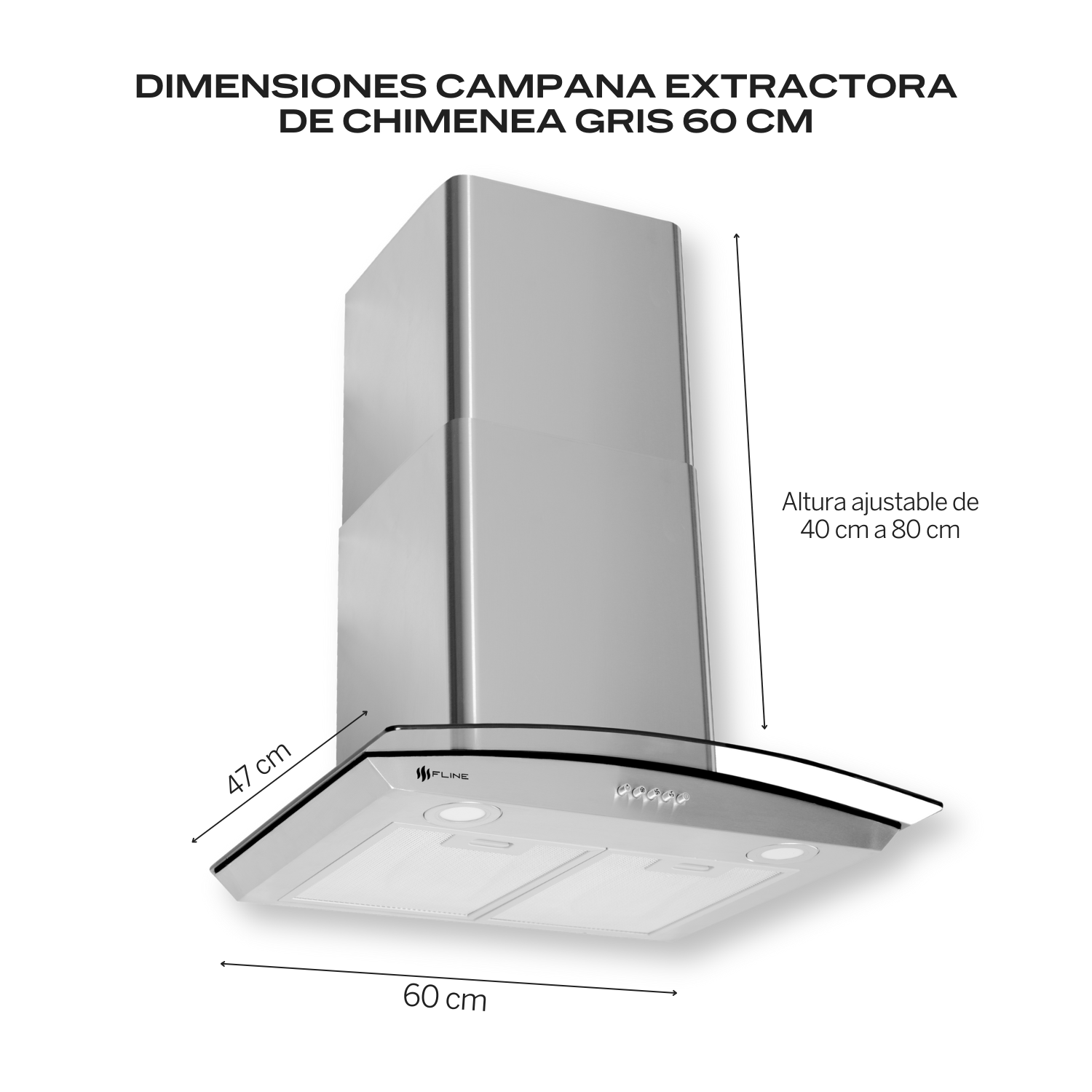 Foto 4 pulgar | Fline  Combo Parrilla De Gas Y  Campana Extractora 60 Cm  Pared Botones  Grislu4be60
