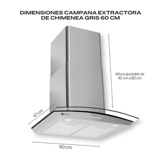 Foto 3 | Fline Combo Parrilla De Gas Y Campana Extractora 60 Cm Pared Botones Grislu4be60