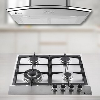 Foto 5 | Fline Combo Parrilla De Gas Y Campana Extractora 60 Cm Pared Botones Grislu4be60