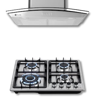 Foto 1 | Fline Combo Parrilla De Gas Y Campana Extractora 60 Cm Pared Botones Acero Inox Ma4be60