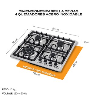 Foto 4 | Fline Combo Parrilla De Gas Y Campana Extractora 60 Cm Pared Botones Acero Inox Ma4be60