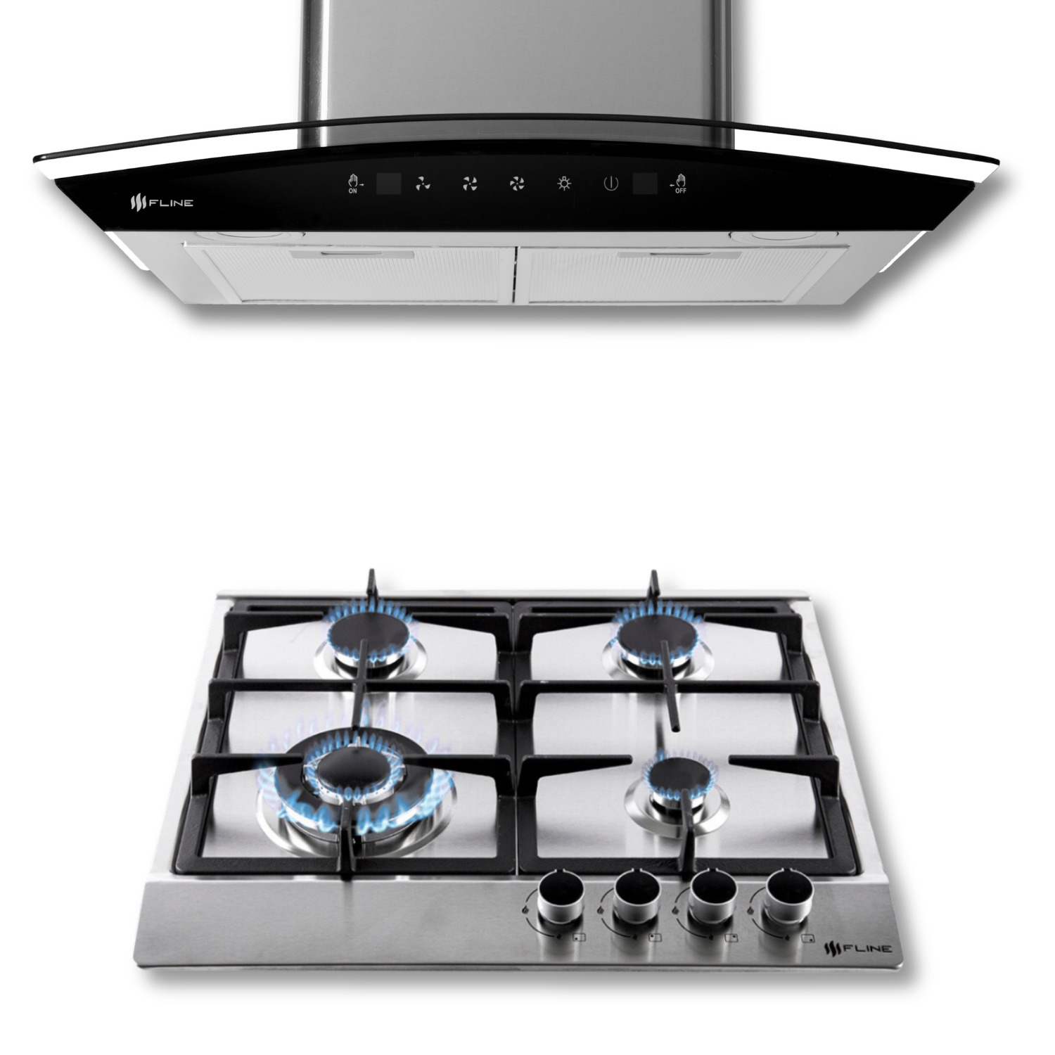 Foto 1 | Fline  Combo Parrilla De Gas Y  Campana Extractora 60 Cm  Pared Sensor Touch Grislu4tr60