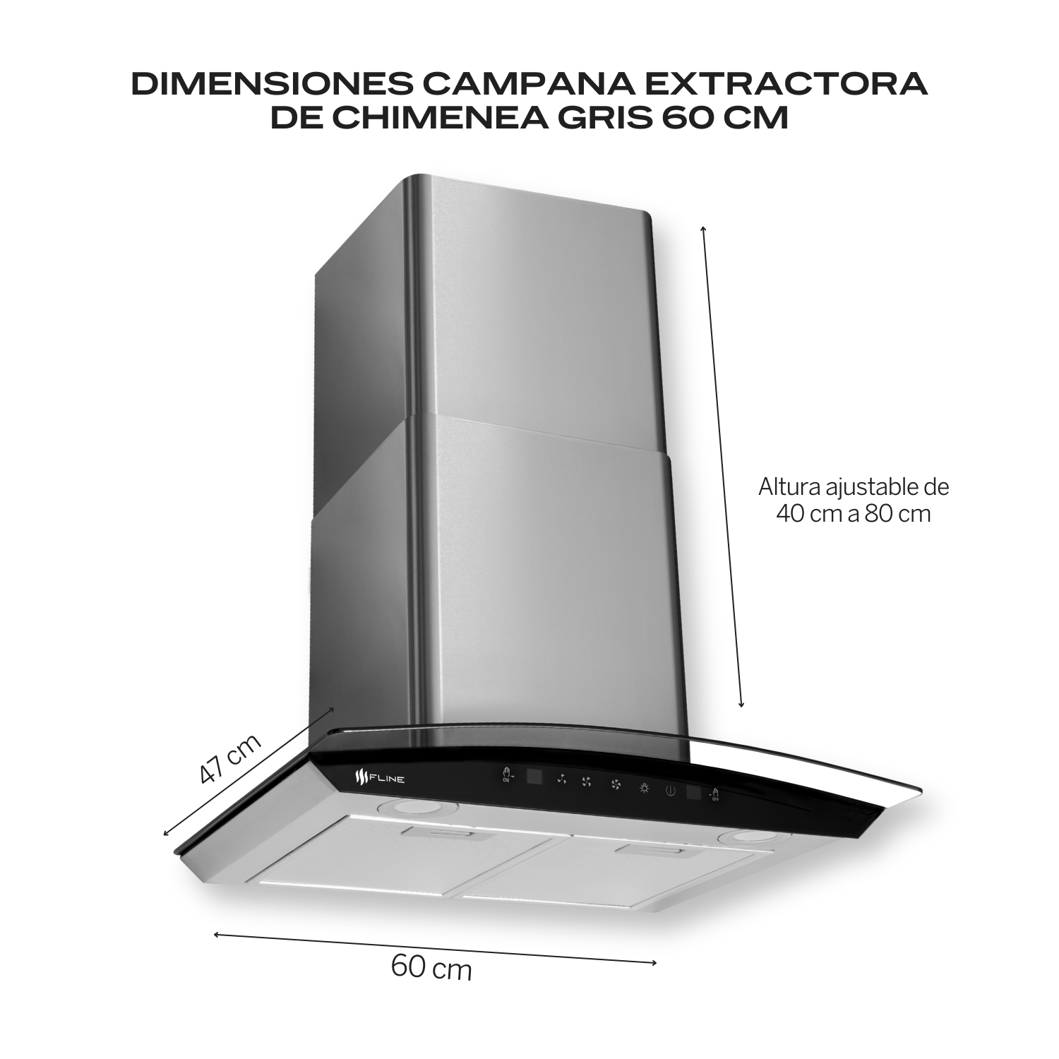 Foto 4 pulgar | Fline  Combo Parrilla De Gas Y  Campana Extractora 60 Cm  Pared Sensor Touch Grislu4tr60