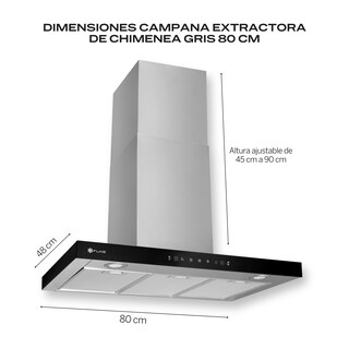 Foto 3 | Fline Combo Parrilla De Gas Y Campana Extractora 80 Cm Pared Tipo T Acero Inox Ma5ha80