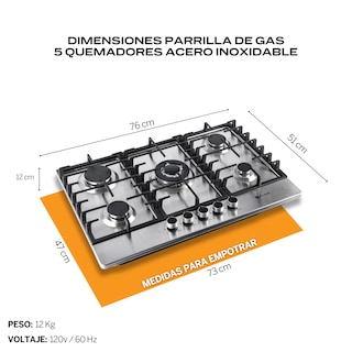 Foto 4 | Fline Combo Parrilla De Gas Y Campana Extractora 80 Cm Pared Tipo T Acero Inox Ma5ha80