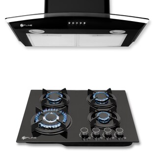 Foto 1 | Fline Combo Parrilla De Gas Y Campana Extractora 60 Cm Pared Botones Negra Os4aa60