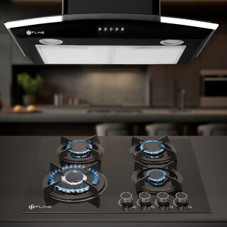 Foto 5 | Fline Combo Parrilla De Gas Y Campana Extractora 60 Cm Pared Botones Negra Os4aa60