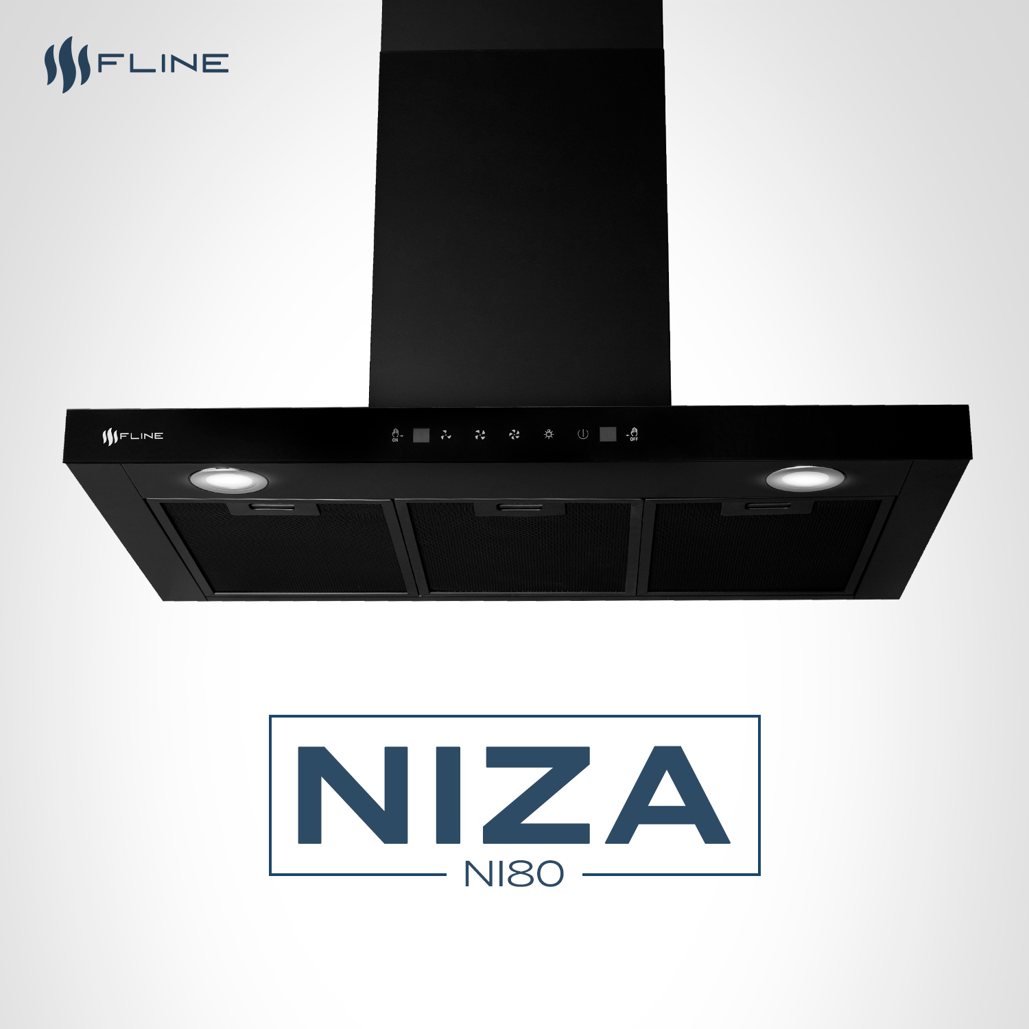 Foto 7 pulgar | Fline  Campana De Cocina 80 Cm  Tipo T Negro Matte De Pared  Controles Touch  Y Sensorextractora   3 Velocidades  Niza
