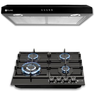 Foto 1 | Fline Combo Parrilla De Gas Y Campana Extractora 60 Cm Gabinete Negra Op4br60