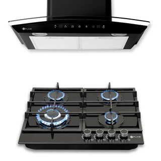Foto 1 | Fline Combo Parrilla De Gas Y Campana Extractora 60 Cm Pared Touch Negra Op4co60