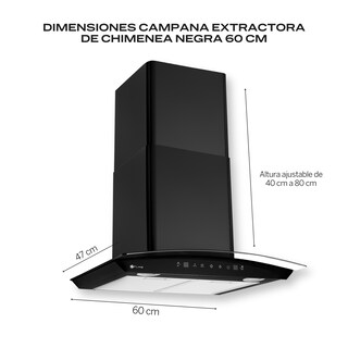 Foto 3 | Fline Combo Parrilla De Gas Y Campana Extractora 60 Cm Pared Touch Negra Op4co60