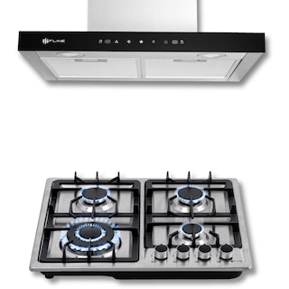 Foto 1 | Combo Parrilla de Gas y Campana Extractora 60 cm Fline Pared Tipo T Acero Inox MA4HA60