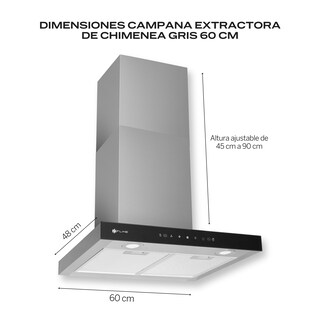 Foto 3 | Combo Parrilla de Gas y Campana Extractora 60 cm Fline Pared Tipo T Acero Inox MA4HA60
