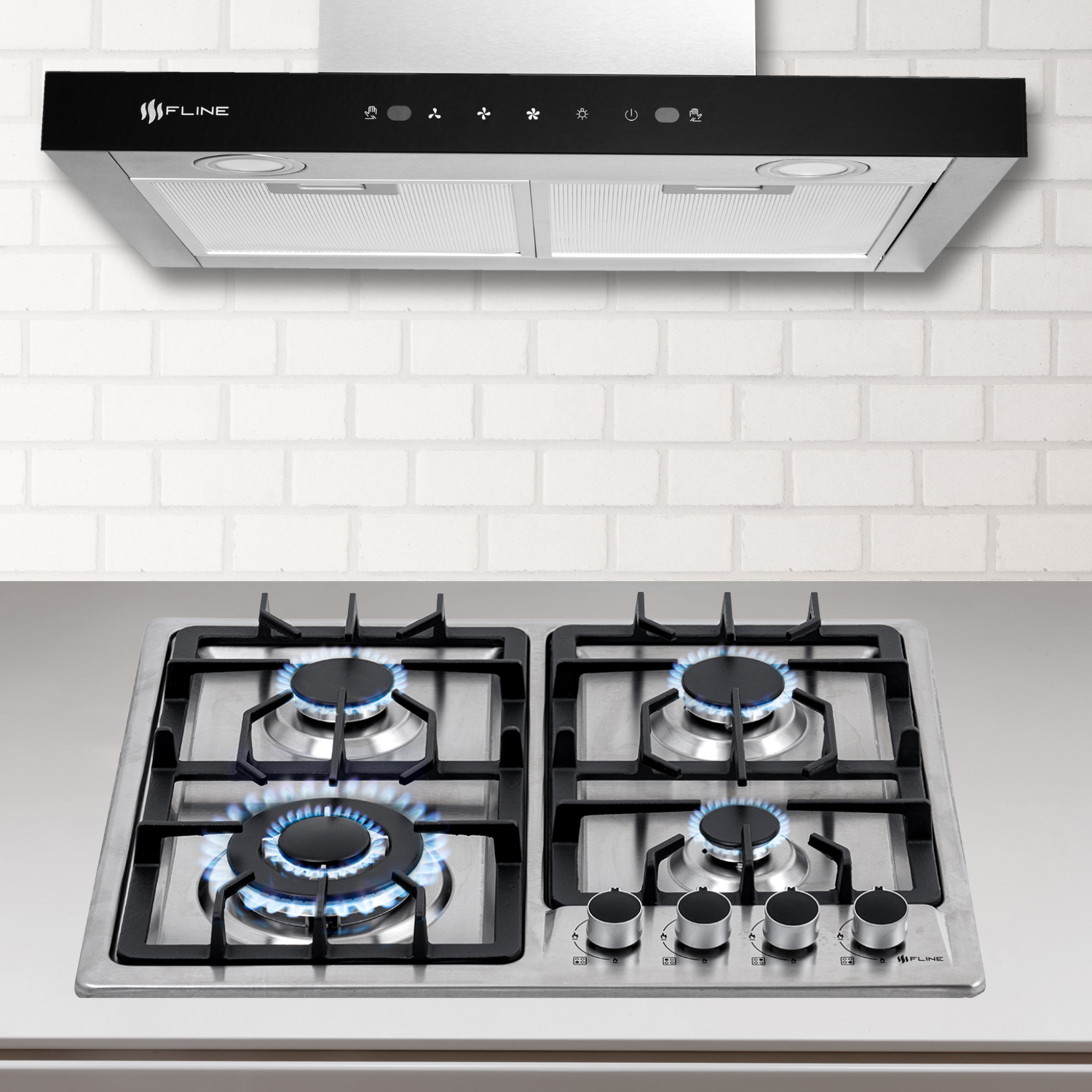 Foto 6 pulgar | Combo Parrilla de Gas y Campana Extractora 60 cm Fline Pared Tipo T Acero Inox MA4HA60