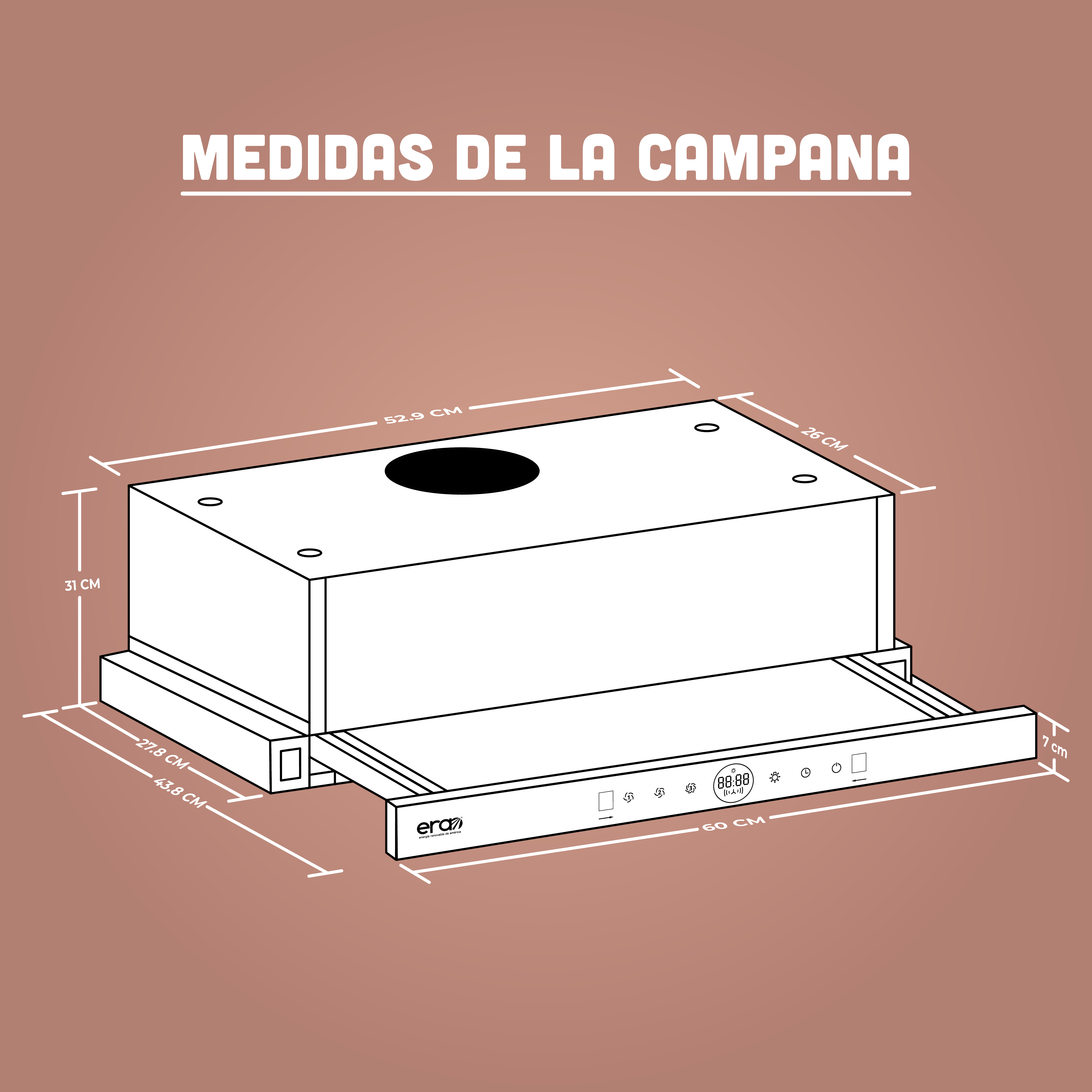 Foto 5 pulgar | Campana Extractora Telescópica De Cocina Era 60cm Acero Inox