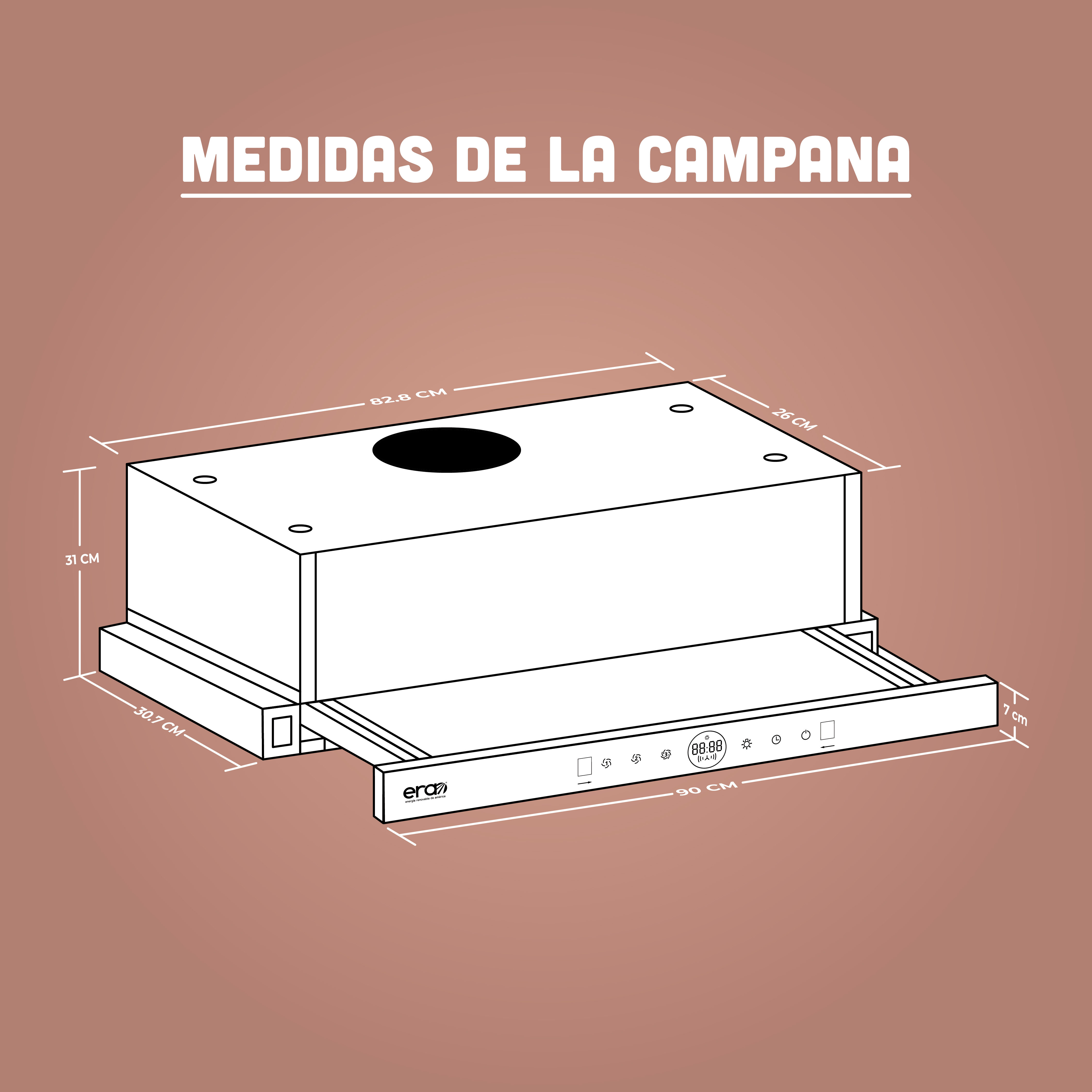 Foto 3 | Campana Extractora Telescópica Era 90cm Acero Inox