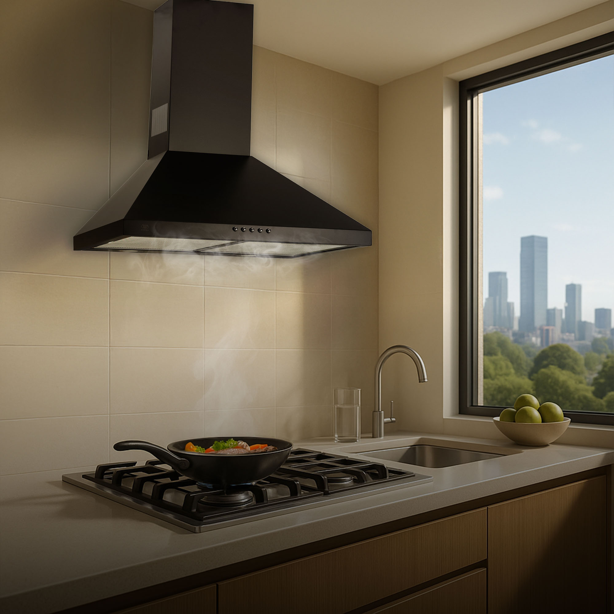 Foto 9 pulgar | Campana Para Cocina De Pared Piramidal 60 Cm 3 Velocidades Negro Avera Cep60n