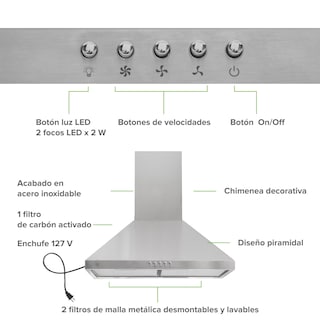 Foto 4 | Campana de Pared Avera Cep60 Plateada para Cocina Piramidal 60 cm 3 Velocidades
