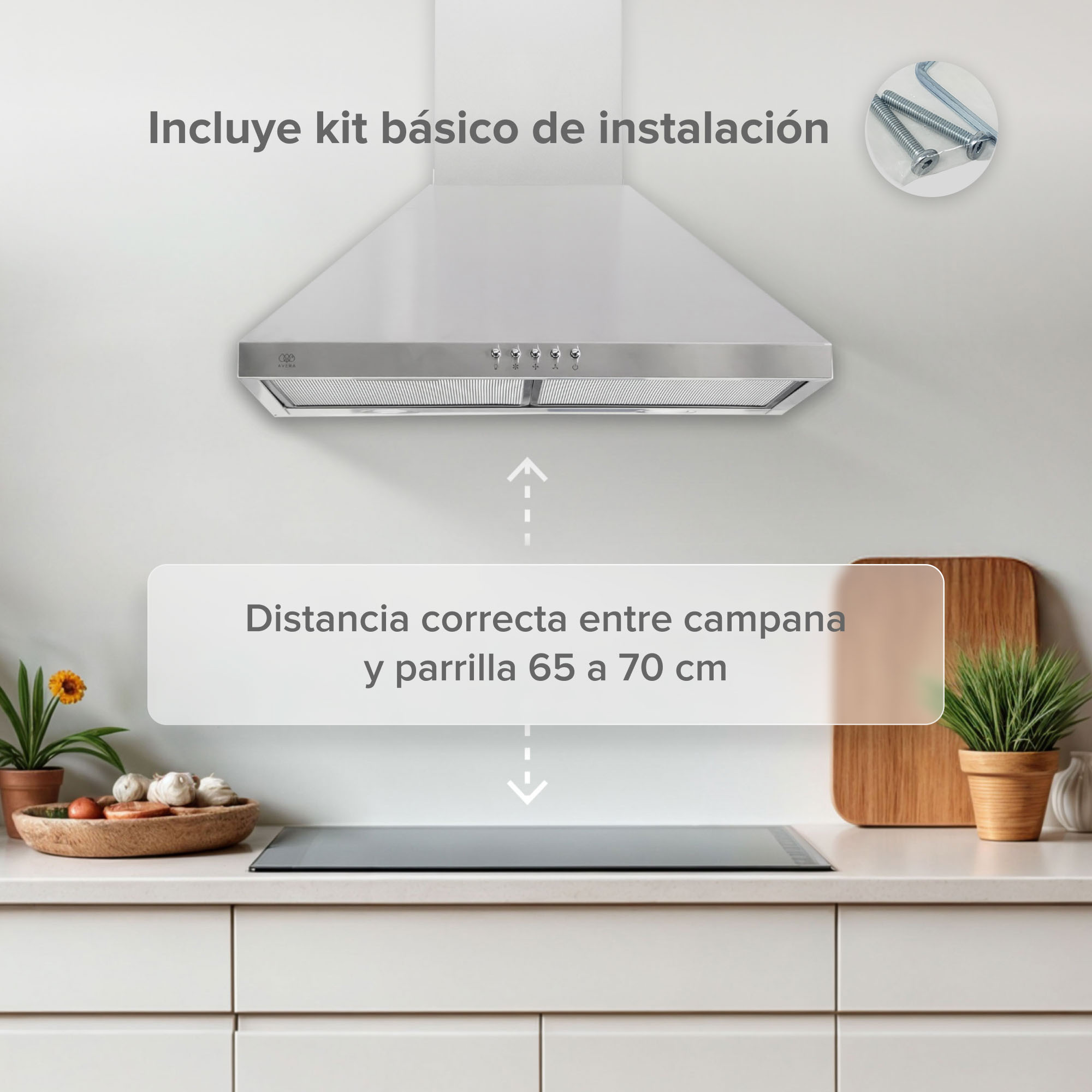Foto 8 pulgar | Campana Para Cocina De Pared Piramidal 60 Cm 3 Velocidades Avera Cep60
