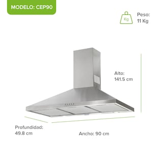 Foto 2 | Campana Para Cocina De Pared Piramidal 90 Cm 3 Velocidades Avera Cep90