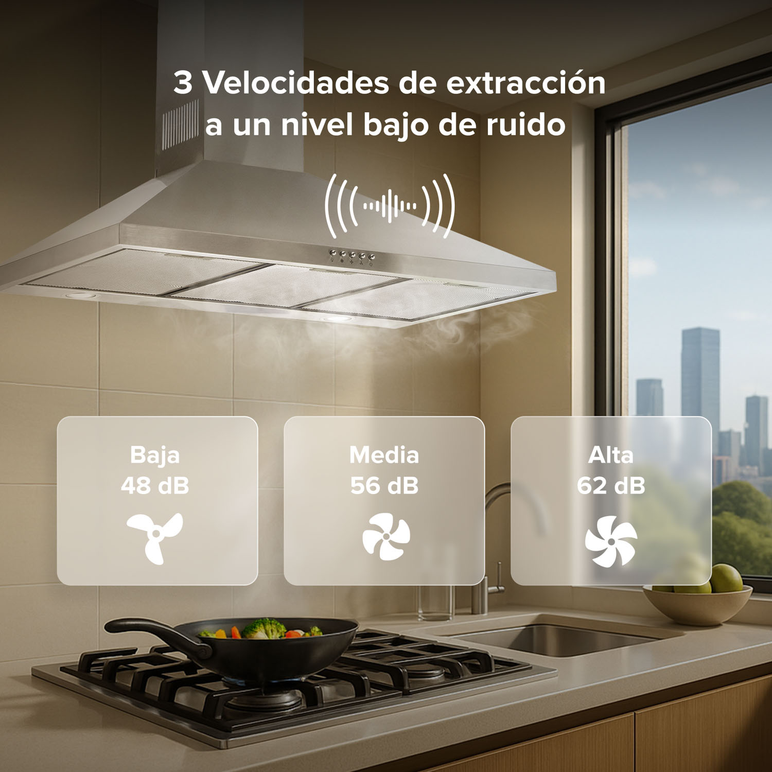 Foto 6 pulgar | Campana Para Cocina De Pared Piramidal 90 Cm 3 Velocidades Avera Cep90