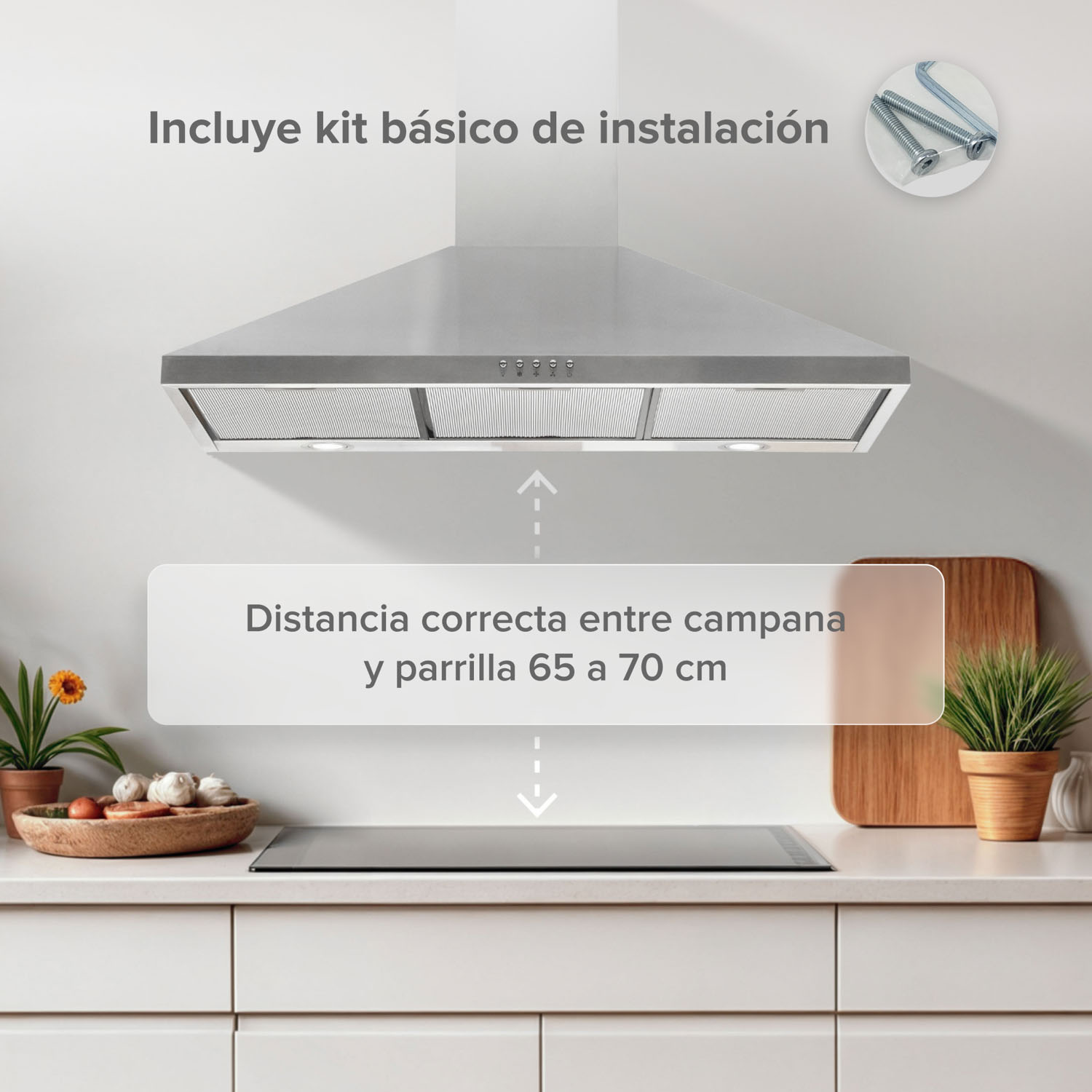 Foto 8 pulgar | Campana Para Cocina De Pared Piramidal 90 Cm 3 Velocidades Avera Cep90