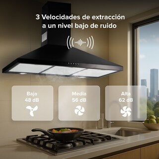 Foto 5 | Campana de Pared Avera Cep90n Negra para Cocina Piramidal 90 cm 3 Velocidades