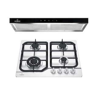Foto 1 | Combo Campana Slim Con Luz Led 60 Cm + Parrilla Empotrable 4 Quemadores Acero Inoxidable Naesi