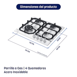 Foto 2 | Combo Campana Slim Con Luz Led 60 Cm + Parrilla Empotrable 4 Quemadores Acero Inoxidable Naesi