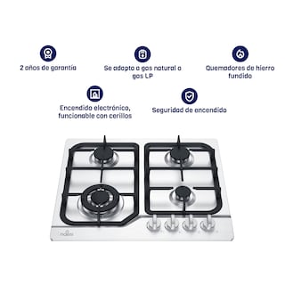 Foto 4 | Combo Campana Slim Con Luz Led 60 Cm + Parrilla Empotrable 4 Quemadores Acero Inoxidable Naesi