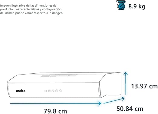 Foto 5 pulgar | Campana De Pared 80 Cm (30 Pulgadas) Black Slate Mabe - Cmpu801bsx0