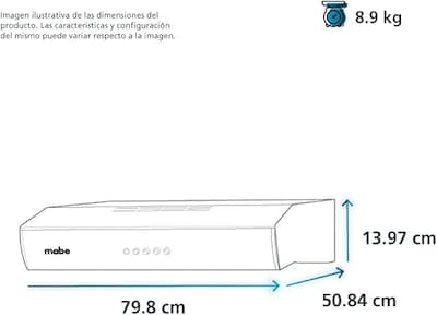 Foto 4 | Campana De Pared 80 Cm (30 Pulgadas) Black Slate Mabe - Cmpu801bsx0