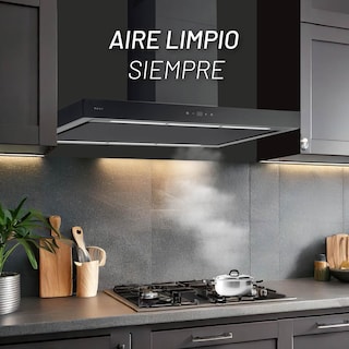 Foto 2 | Campana De Isla En Color Negro De 90cm Con Cuerpo En Acero Inoxidable Y Control Digital Con Wifi