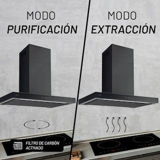 Foto 3 | Campana De Isla En Color Negro De 90cm Con Cuerpo En Acero Inoxidable Y Control Digital Con Wifi