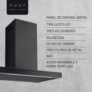 Foto 5 | Campana De Isla En Color Negro De 90cm Con Cuerpo En Acero Inoxidable Y Control Digital Con Wifi