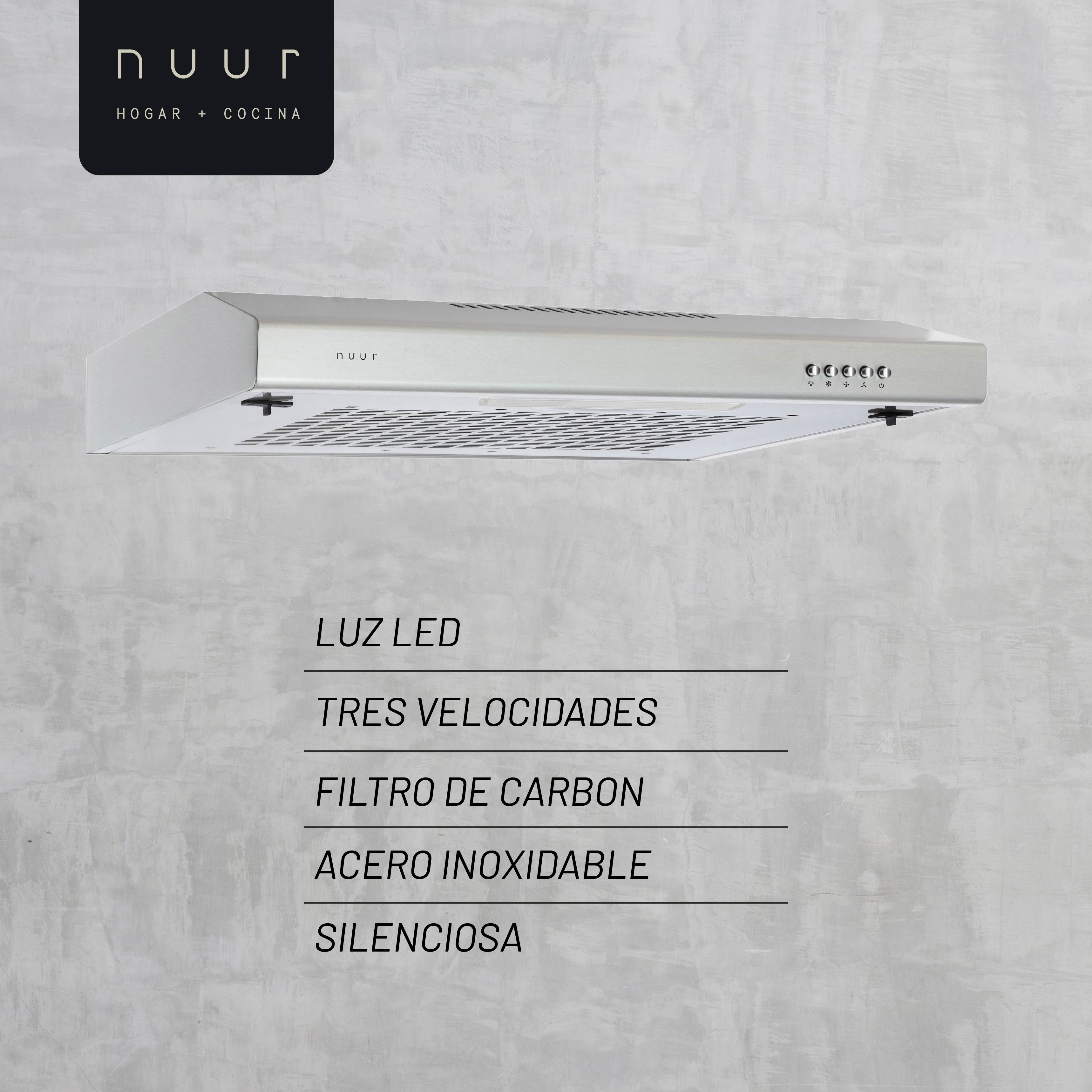 Foto 4 pulgar | Campana De Pared Acero Inoxidable De 80cm Con Tres Velocidades Y Tres Filtros De Aluminio