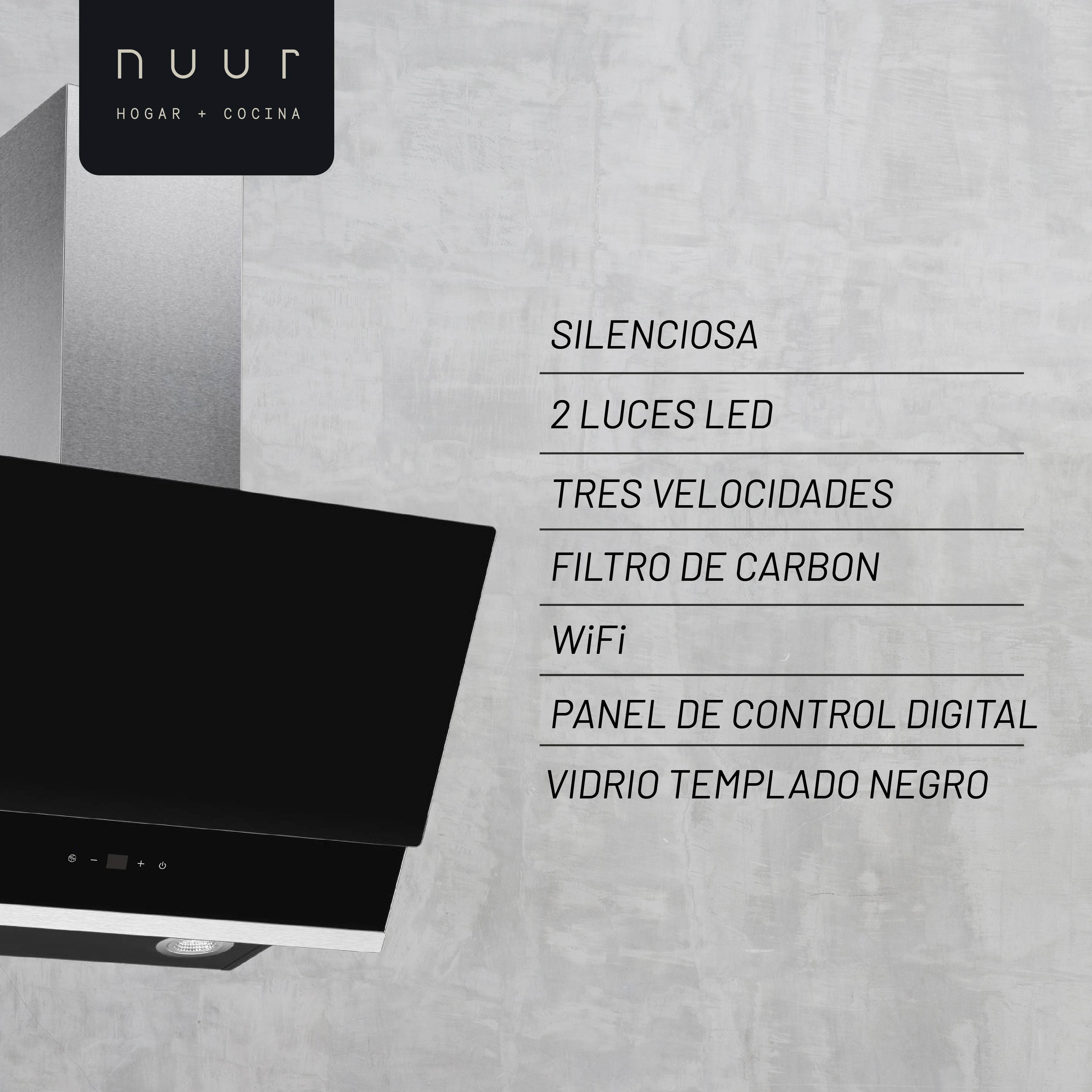 Foto 6 pulgar | Campana Extractora A Pared Acero Inoxidable Y Cristal Templado 60 Cm / Control Digital Con Wifi