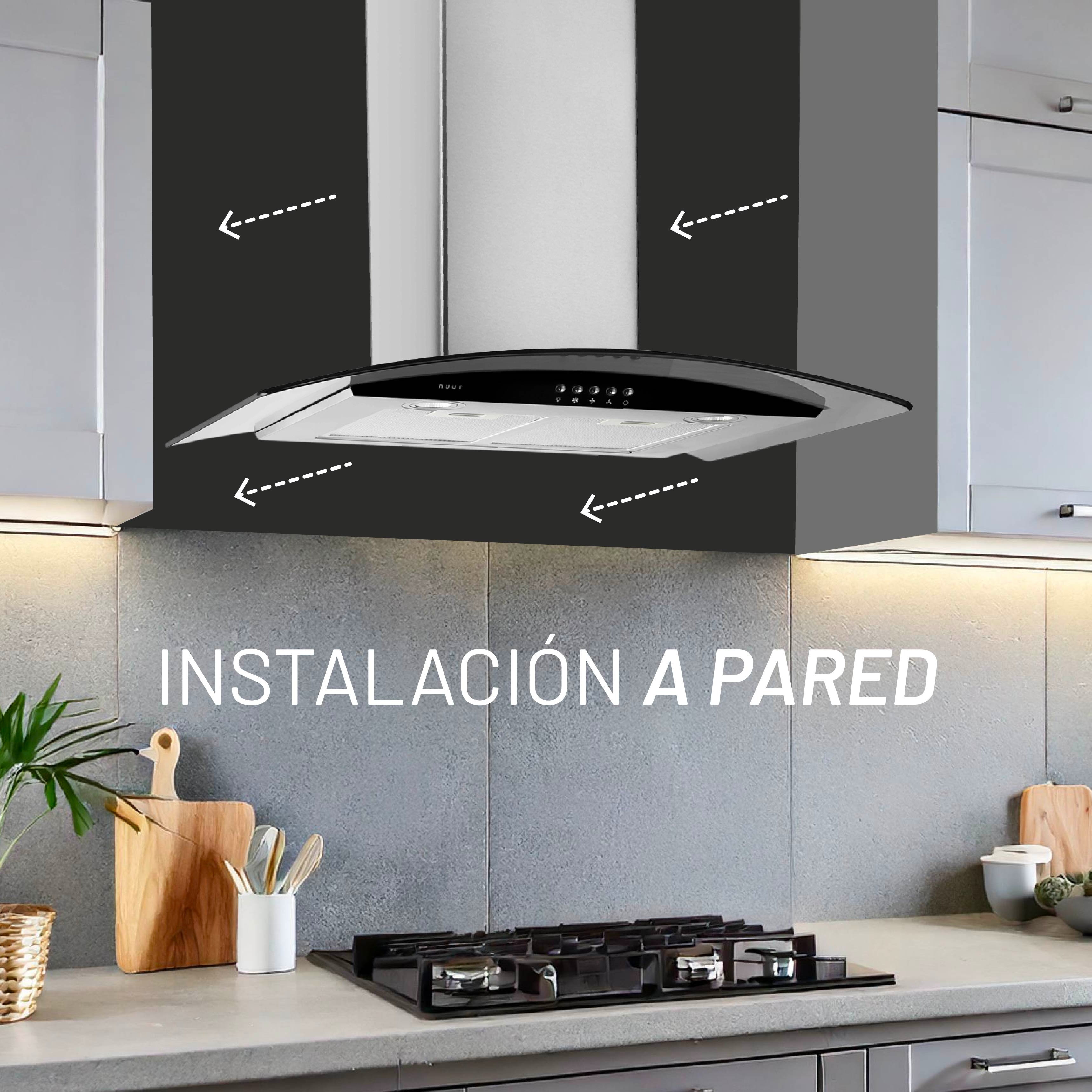 Foto 4 pulgar | Campana Extractora A Pared Acero Inoxidable Y Cristal Templado 60 Cm